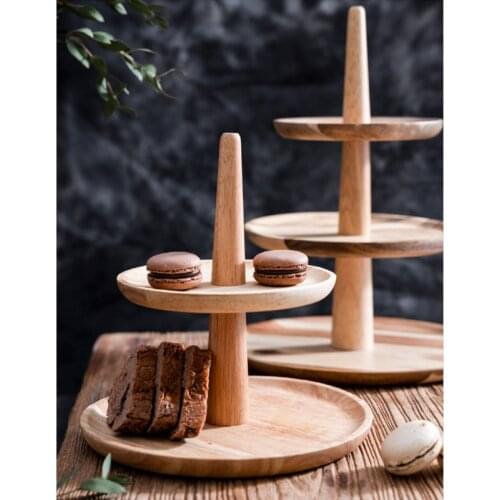 Wood Cake Stand Holder Serving Tray Plant Dessert Cupcake Fruit Tiered Platter Decoration for Home Party Kitchen