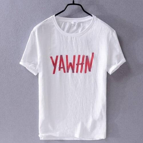 2019 Summer new mens cotton and linen short-sleeved t-shirt white loose t shirt men brand fashion casual t shirts for men camisa