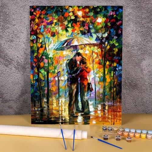 Kiss In The Park Paint By Numbers Set Acrylic Paints 50*70 Picture By Numbers Photo Handmade For Children Wall Art Wholesale