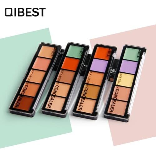 Qibest 5 Color Concealer Wholesale Lightening Nourishing Modified Cover Acne Makeup Cosmetic Gift for Women Hot Selling