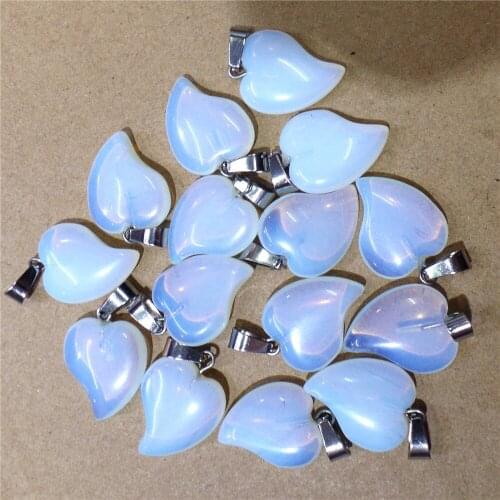 10Pcs 19x17x6mm White Opal Heart Pendant For DIY Jewelry Making Necklace Bracelet Accessories Special Present