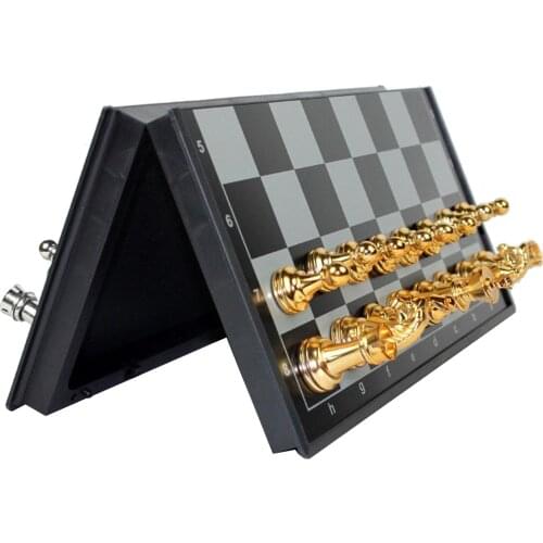 32cm Magnetic Metal Chess Set Folding Board Portable Travel Chess Board Game