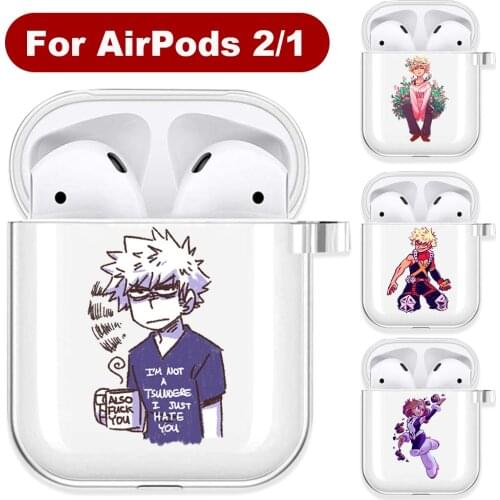 Cute Anime My Hero Academia Airpods Case Boku No Hero Soft Transparent Bluetooth Headphone Case for Airpods1/2 Soft Cover