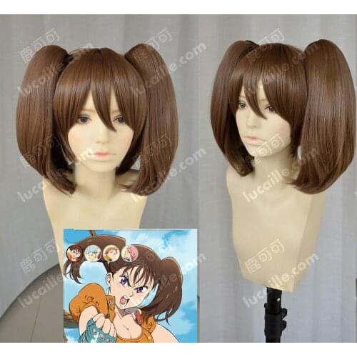 Anime The Seven Deadly Sins Diane Cosplay Wigs Detachable Clip Ponytails Heat Resistant Synthetic Hair Wig + Wig Cap