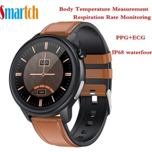 E80 Body Temperature Measurement Smart Watch men women PPG+ECG IP68 Waterproof Respiration Rate Fitness Tracker SmartWatch