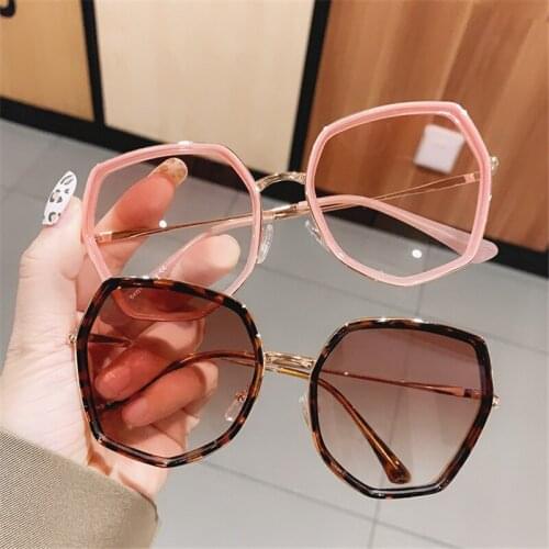 Fashion Polygon Gradient Women Sunglasses Vintage Irregular Big Frame Eyewear Trending Ladies Shades Pink Sun Glasses