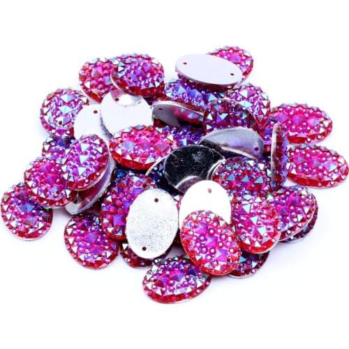 Oval Shape Resin Rhinestones 13x18mm 100/40pcs Flatback With Two Holes Sewing Stones DIY Jewelry Garment Phone Case Accessories