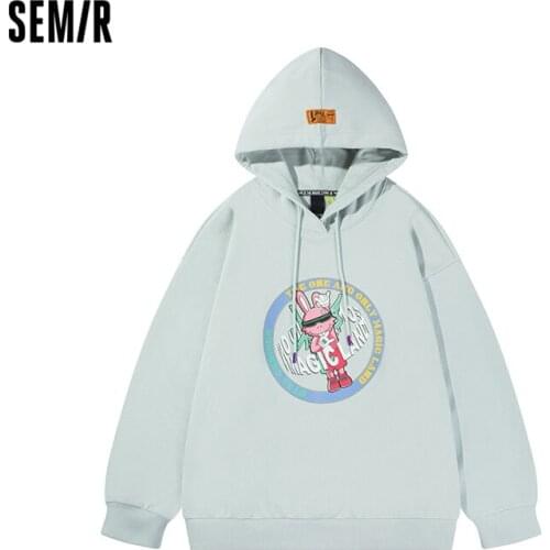 SEMIR Sweatshirt Women Hooded Loose 2021 Spring Autumn New Long Sleeve Tops Ladies Cartoon Sweet Cool Thin Hoodie Autumn