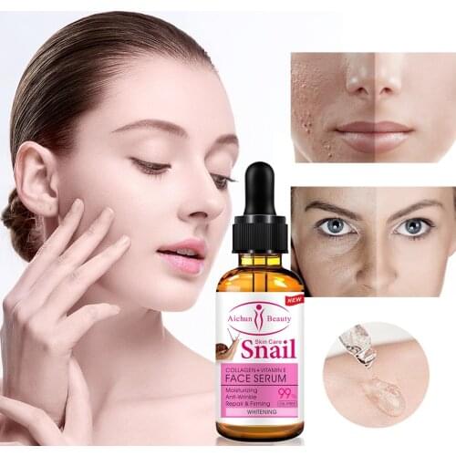 Snail Extract Serum Face Essence Anti Wrinkle Hyaluronic Acid Anti Aging Collagen Whitening Moisturizing Face Care Beauty