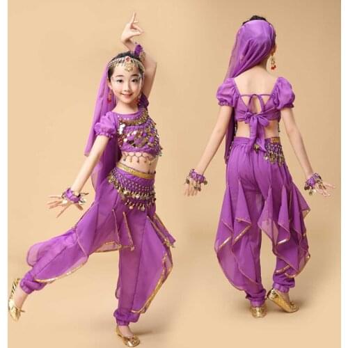 New Handmade Children Belly Dance Costumes Kids Belly Dancing Girls Bollywood Indian Performance dance Cloth 8 Colors