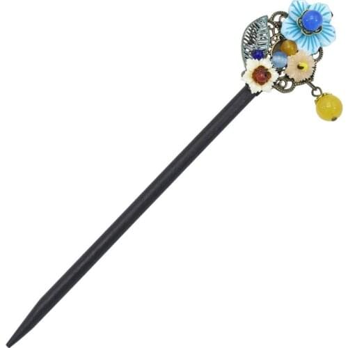 Retro Flower Tassel Handmade Hair Sticks Hair Chopsticks Chinese Bridal Wood Hairpins Hair Clip Wedding Hair Jewelry for Women