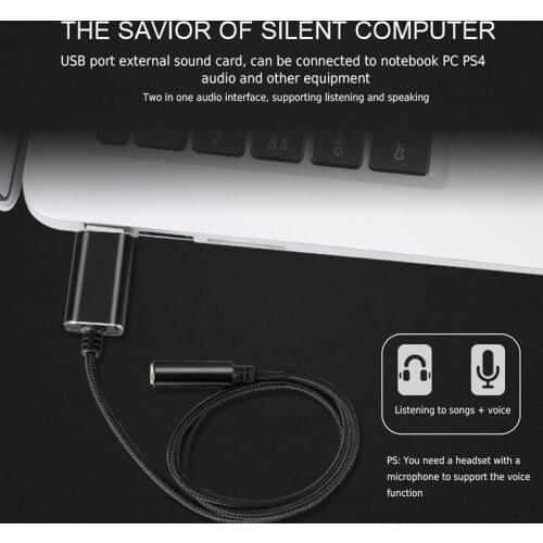 External USB Sound Card, USB to 3.5mm Jack, USB Audio Adapter, Headphone, Microphone for Macbook, Computer, Laptop and PC