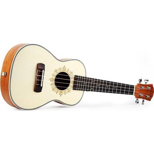 Top Quality 23 inch Concert Ukulele 4 Nylon String Hawaiian Sapele Mini Guitar Ukelele white Mahogan UK2301