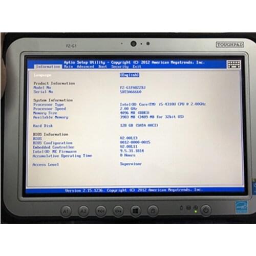 High quality P.anasonic FZ-G1 ToughPad FZG1 i5 CPU 4GB Ram 1tb SSD fz g1 Laptop used Computer PC Windows 10 with WIFI Bluetooth