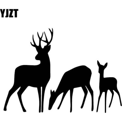 YJZT 16.8CM*12.2CM Three Deer Cartoon Pattern Car Sticker Decorate Car Door Vinyl Decal Black/Silver C4-1924