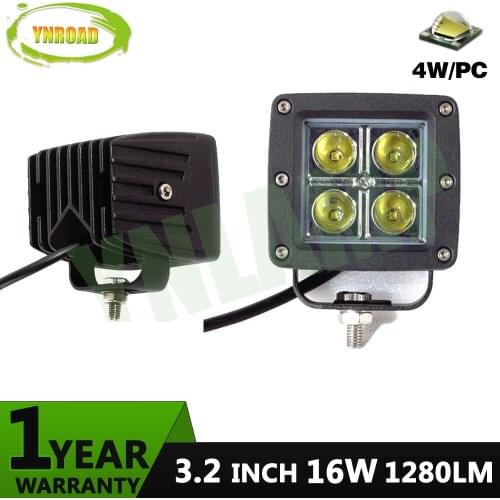 YNROAD 3inch 16W Led work light fog light spot beam for offload truck use 4pcs*4W leds IP67 1280LM led driving light