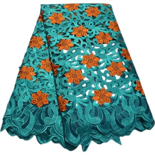 Green high quality African lace party fabric 2021 New embroidery swiss voile lace for Nigeria wedding clothes fabric 89722