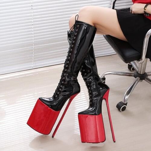 Womens Boots 11.81in High Height Sex Boots Party Stiletto Heel Platform Knee-High Boots US Size 5-13 No.P3021