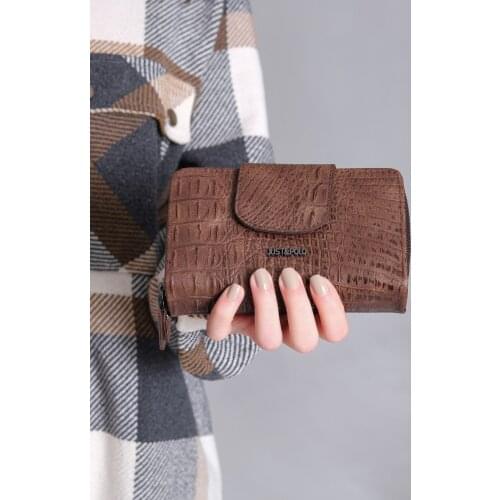 Womens Brown Crocodile Skin Look Wallet Jpt18