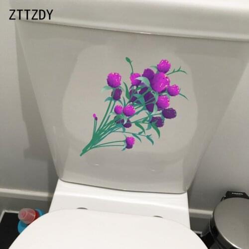 ZTTZDY 20.5*23CM A Bunch Of Purple Flowers Living Room Wall Decal Home Decor Toilet Seat Stickers T2-0086