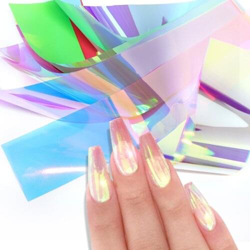 10 Sheets/Set Translucent Aurora Nail Sticker Ultra-thin Nail Art Decoration Accessories Foil Kit for DIY Polish Manicure Design