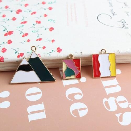 10pcs/lot Geometric Triangle Enamel Multicolor Square Charms Pendant For Necklace Bracelet Earring DIY Jewelry Findings XL1154