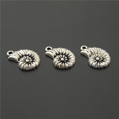 10pcs Spiral Sea Shell European Tibetan Silver Color Beads Charm Pendants DIY Jewelry Findings Accessories A2209