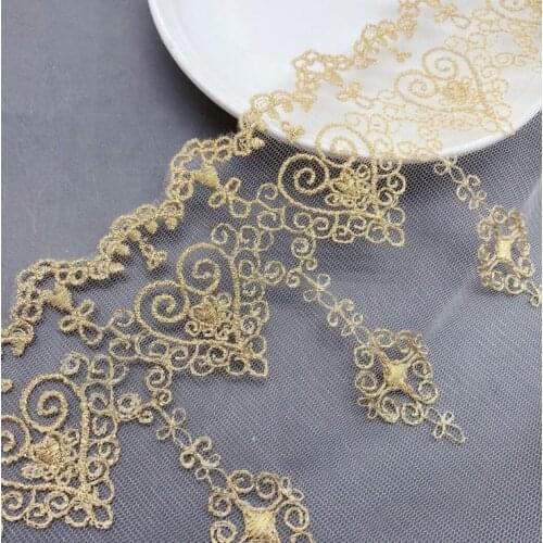 10Yard/Lot Gold Thread Mesh Embroidery Lace Trim 14.5CM Handmade DIY Necklace Lolita Clothing Wedding Dress Sewing Accessories