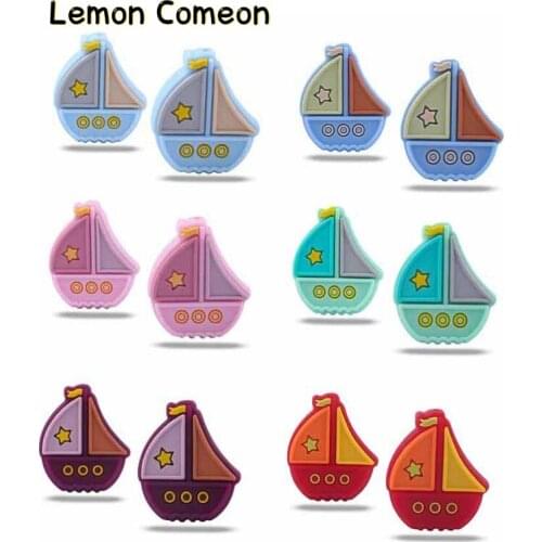 2Pcs Sailboat Silicone Teether BPA Free Silicone Beads For Baby Teething Necklace Accessories Toy DIY Nursing Pacifier Chain