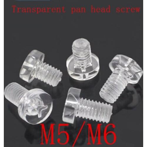20PCS M5 M6 Transparent Acrylic Phillips Pan Head Machine Screw Insulation Screw