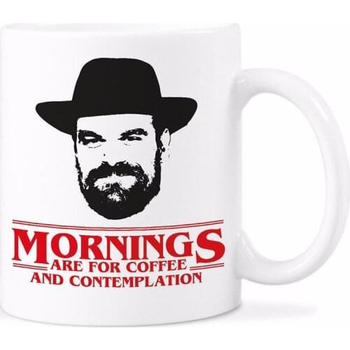 2020 Whitelf Chief Hopper Quote Mug Mornings For Coffee Contemplation 11oz Mugs Stranger Things Cup Drop Shipping