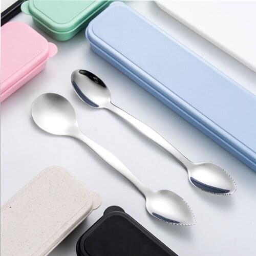 304 stainless steel creative double-headed mud scraping spoon childrens apple fruit grapefruit spoon ice bar ice room spoon