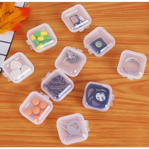 5/10/25PCSTravel portable storage box Mini Transparent small square box PP plastic Earplugs Medicine Jewelry Small items storage