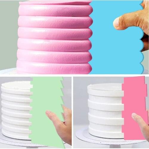 Newly 5Pcs Acrylic Cake Scraper Set Decorating Contour Comb Saw Tooth Cake Trim Smoother Tool Pastry Cutter Kitchen Gadgets Cake