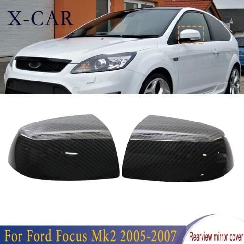 X-CAR 1Pair Carbon Pattern Bright Black Side Rearview Mirror Cover Accessories For Ford Focus MK2 2005 2006 2007 1429790