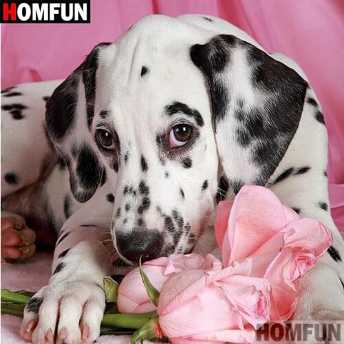 HOMFUN 5D DIY Diamond Painting Full Square/Round Drill "Animal dog" 3D Embroidery Cross Stitch gift Home Decor A07858