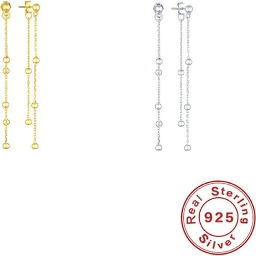 Canner Fashion Round Bead Ear Line Piercing Stud Earring For Women Sterling 925 Silver Pendientes Plata 925 Luxury Earrings