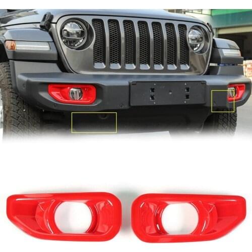 Car ABS Front Fog Lamp Light Cover Trim Decoration for Jeep Wrangler JL 2018+ Accessories Red