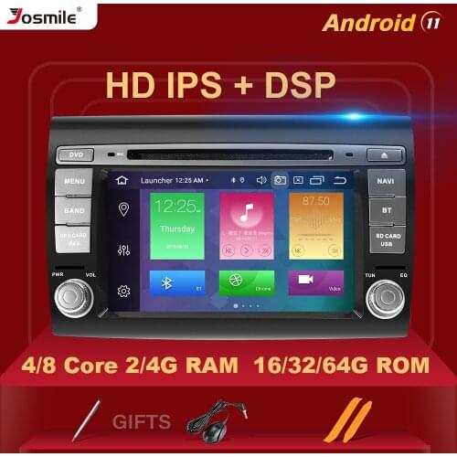 4GB 2 Din Android 11 Car DVD Multimedia player For Fiat/Bravo 2007 2008 2009 20102011 2012 Radio GPS Navigation Stereo Audio DSP