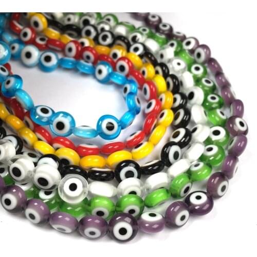 Wholesale Multicolor Evil Eye Beads Flat Round Lampwork Glazed Glass Beads for Jewelry Making DIY Bracelet Necklace Accessories
