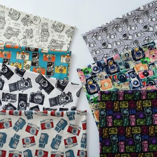 Digital printing cotton fabric sewn shirt vintage retro DIY manual camera accessories by half a meter sewing 100% cotton