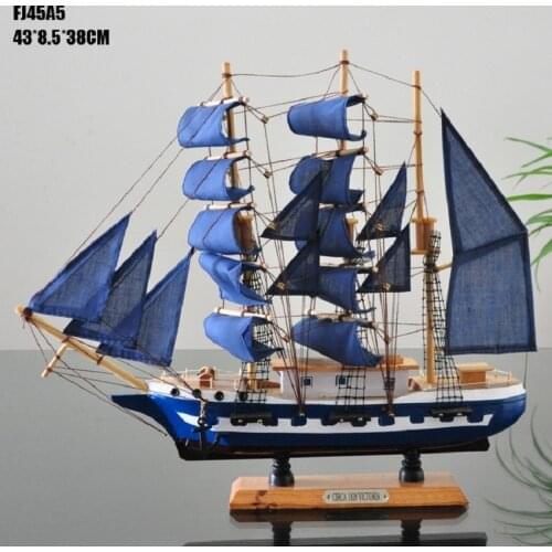 Mediterranean Style Wooden Sailing Boats Marien 45 Cm Model Ship Home Decoration Accessories Sunchamo Living Room Sea Ocean