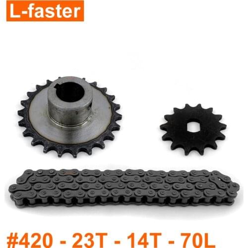 23 Teeth Fixed Sprocket Wheel With 14 Teeth Motor Gear And 70 Links #420 Chain For Electric Tricycle Bike 24mm Axle