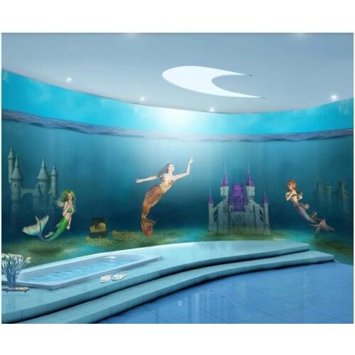 Custom mural on the wall paper 3 d Mermaid Dream Castle Underwater World home decor photo Wallpaper in the living room