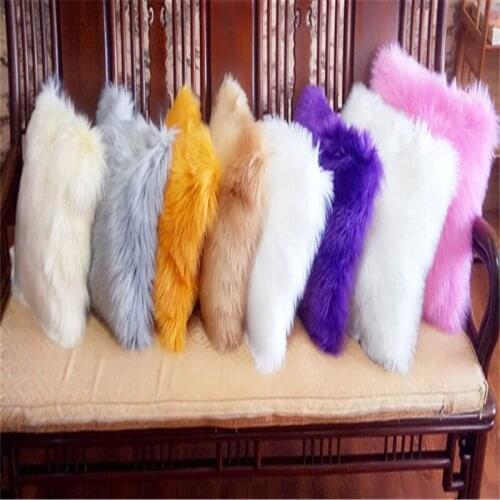 Imitation Sheepskin Plush Pillowcase Square Pillow Covers Washable Sofa Chair Bed Car Cushion Covers Pillow Case Home Decoration