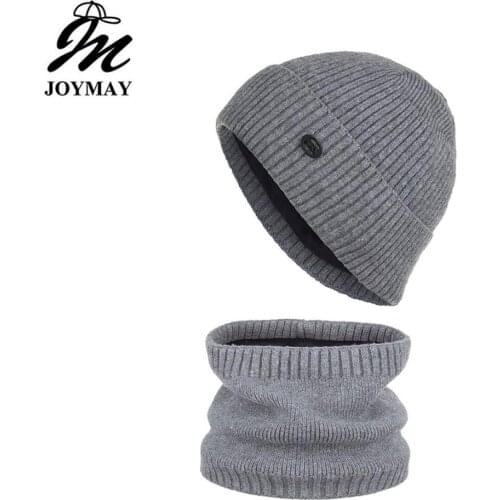 Joymay New Arrival small stripes winter hat scarf sets beanies neck warmer set WM109