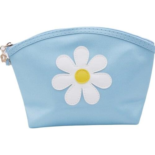 Girl Cosmetic Bags PU Leather Lovely Travel Phone Bag Floral Printing Waterproof Makeup Organizer Case Travel Toiletry Kit Bag