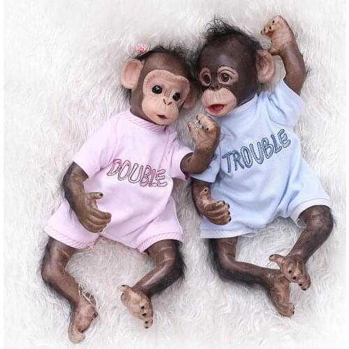 Beautiful Monkey Baby Doll Soft Silica Gel Handmade Innovative Simulation Toy Decor With Clothing Baby Bottle Pacifier