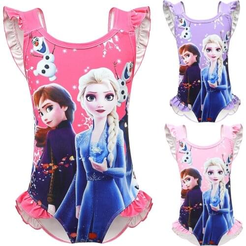 Disney Frozen Bathing Suit Girls Baby Toddler One Piece Swimsuit Cute Beach Wear Kids Swimwear Bow Girls Bikini Beach Wear