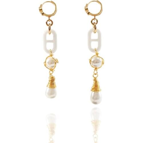 LANFLORA new Zircon handmade women earrings acrylic Classic earrings copper alloy earrings for girlfriend birthday gift